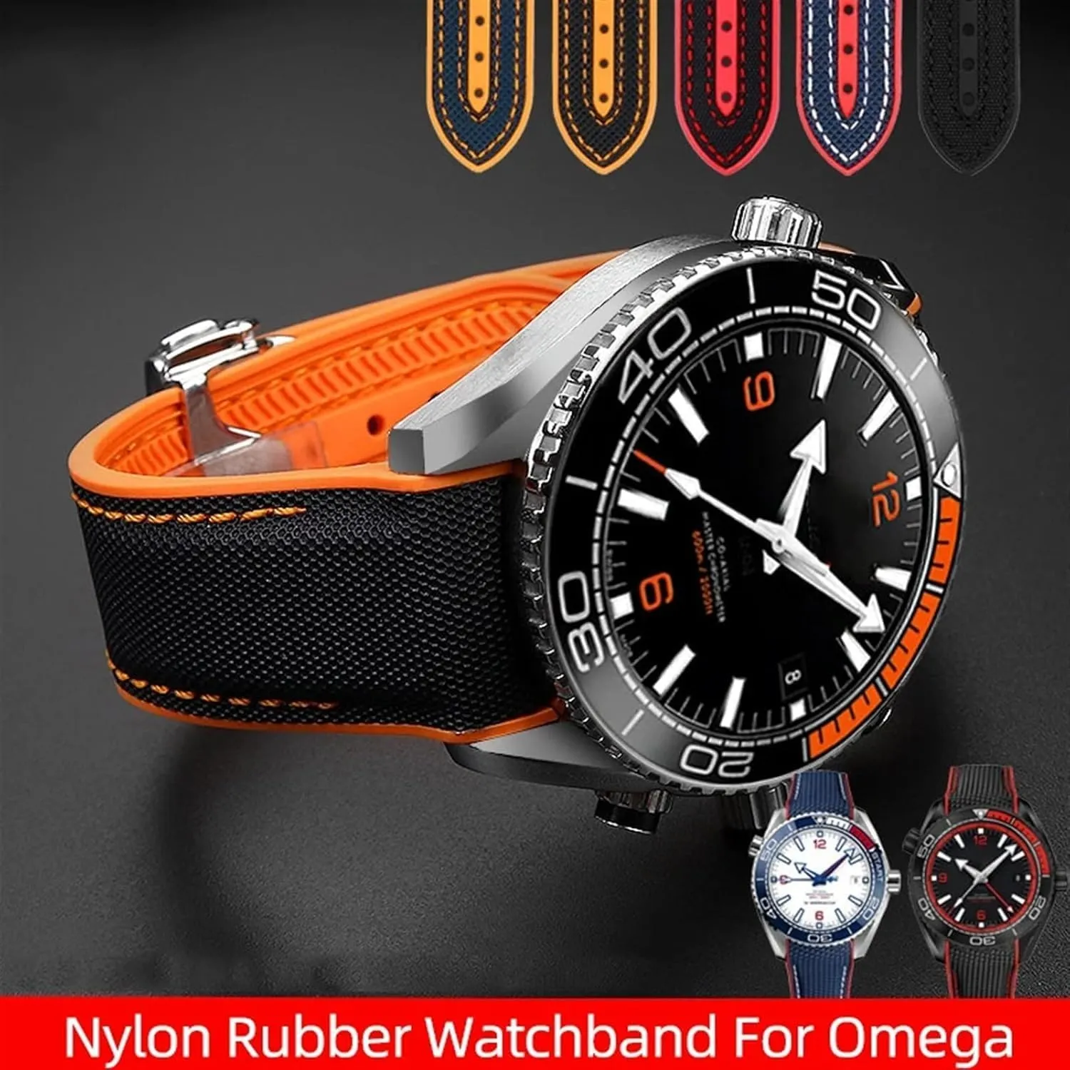 Nylon Rubber Watchband For Omega PLANET OCEAN Men Deployant Clasp Strap Watch Accessorie Silicone appalachian Watch 20mm 22mm 