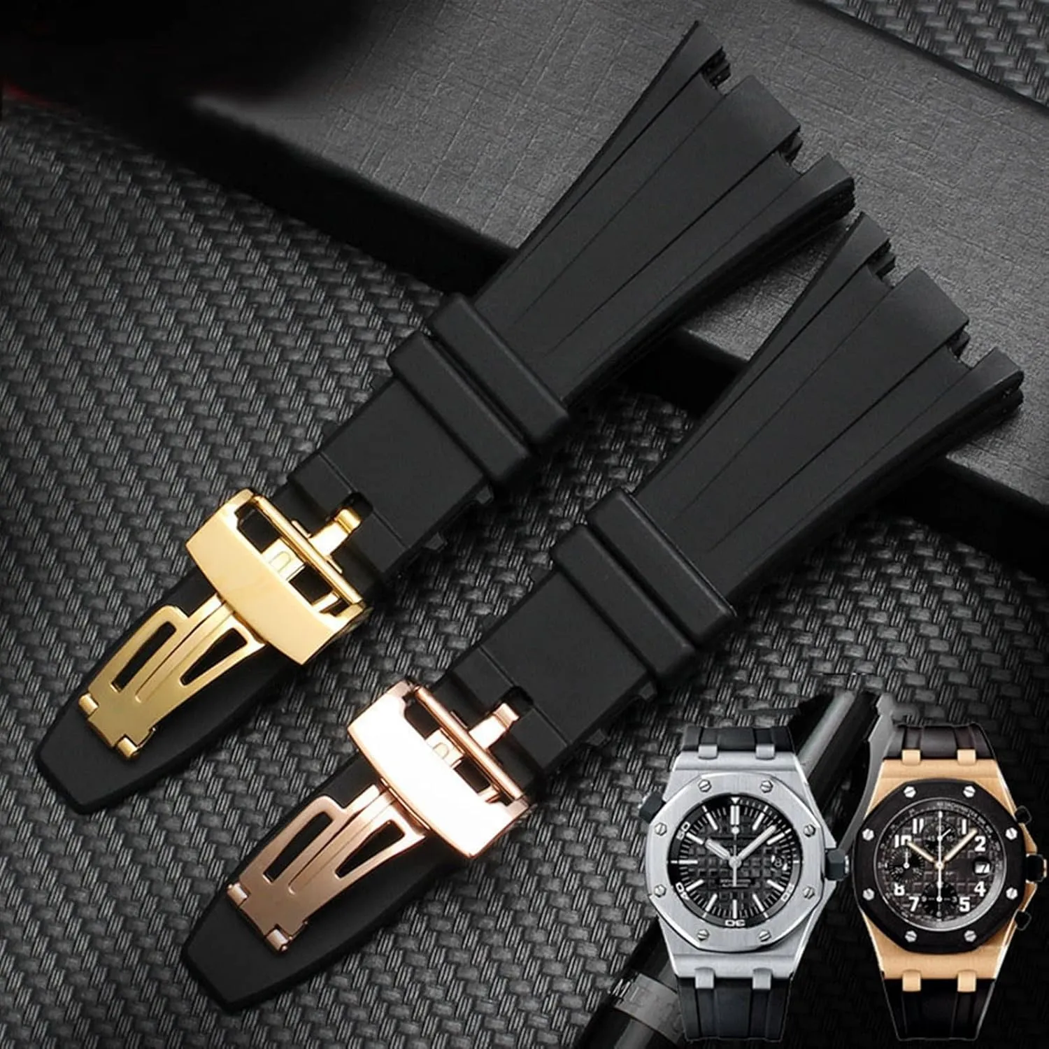 OAK Watchband Belt 40mm 42mm 28mm Black Soft Silicone Rubber Watch Strap fad Bracelet Wristband For AP ROYAL 