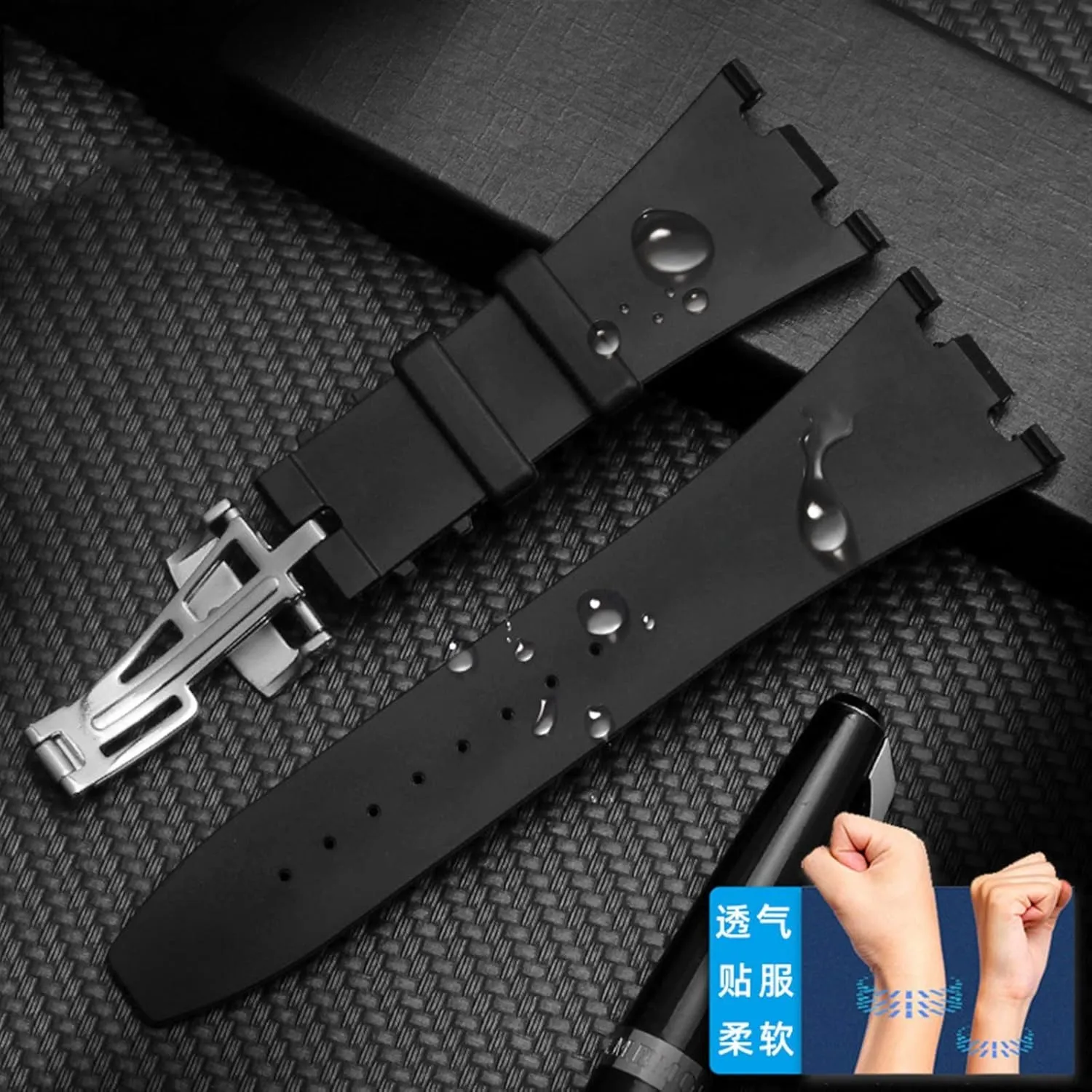 OAK Watchband Belt 40mm 42mm 28mm Black Soft Silicone Rubber Watch Strap fad Bracelet Wristband For AP ROYAL 