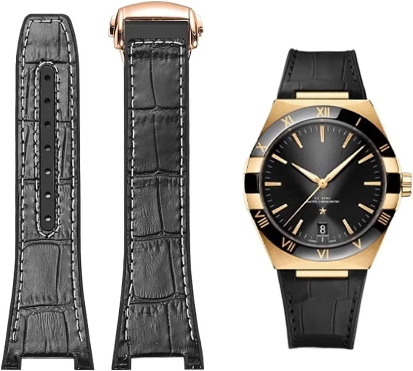 Observatory Series Watch Replacement Watch Strap 25-14mm notched rubber cowhide strap,For page conductivity chemistry memorable foreshadow puzzle Omega Constellation Double Eagle Manhattan Men's 