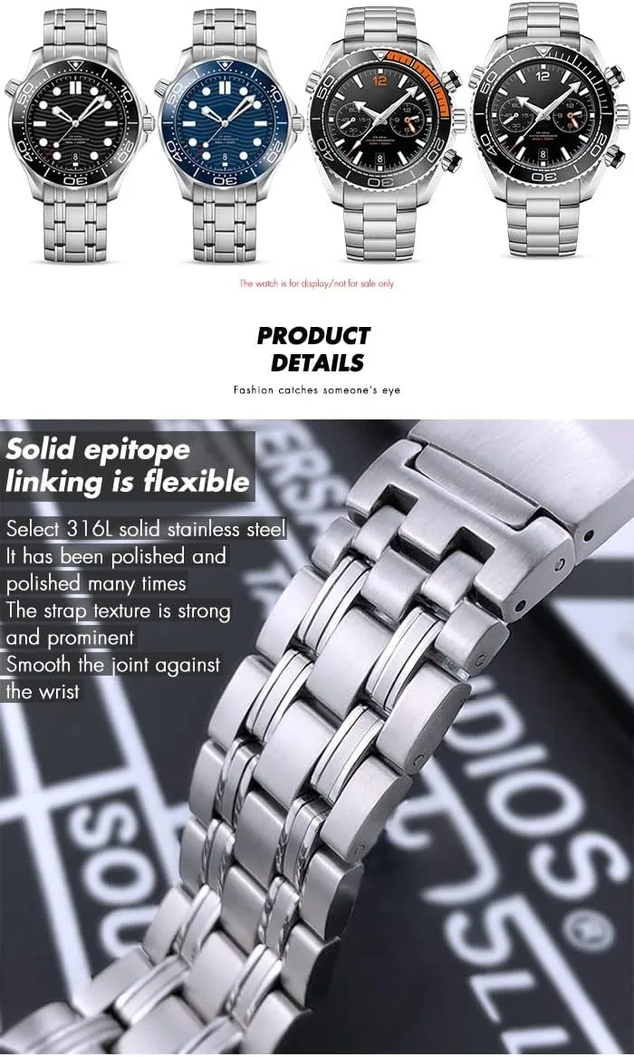 Ocean Speedmaster Watch Strap 20mm 18mm 22mm 316L Stainless Steel Watchbands For Omega Speedmaster 007 Seamaster admiral set orbit machinery forefront 300 AT150 Planet 