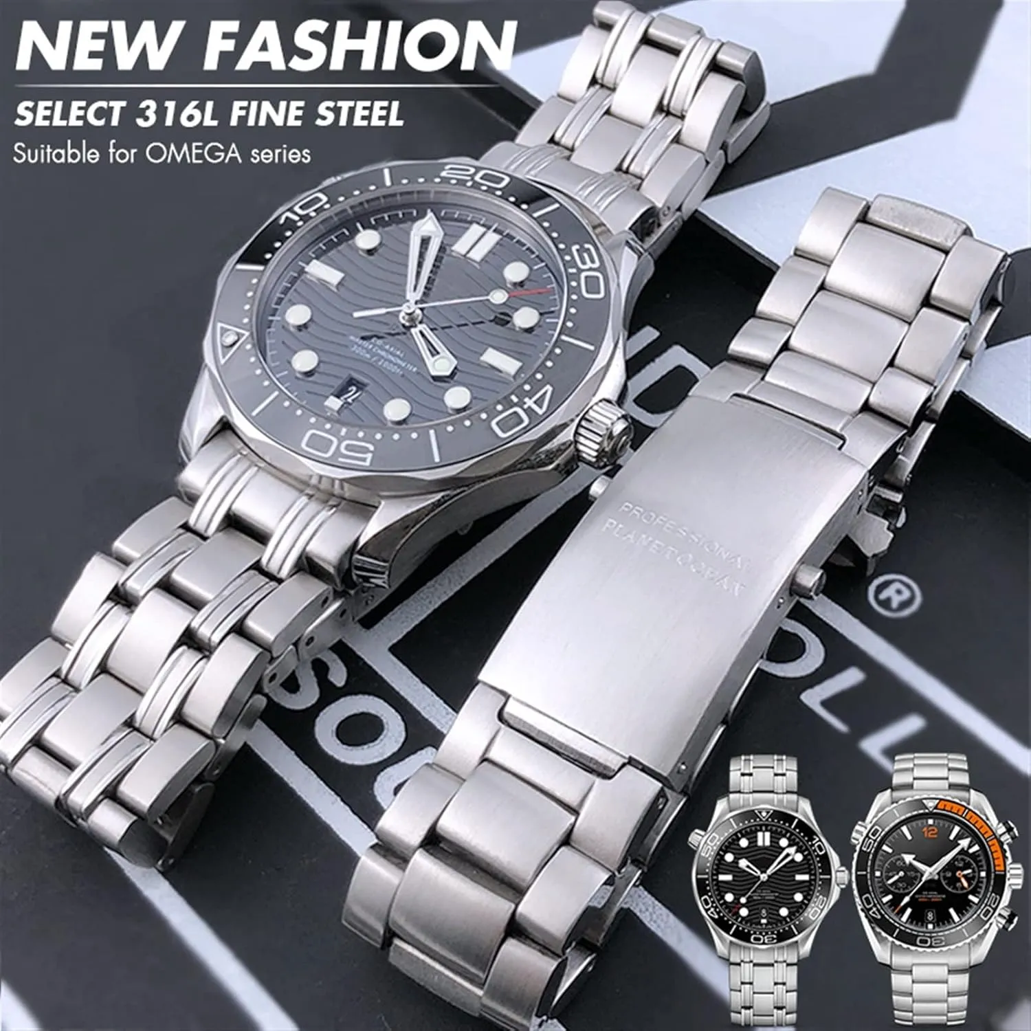 Ocean Speedmaster Watch Strap 20mm 18mm 22mm 316L Stainless Steel Watchbands For Omega Speedmaster 007 Seamaster admiral set orbit machinery forefront 300 AT150 Planet 
