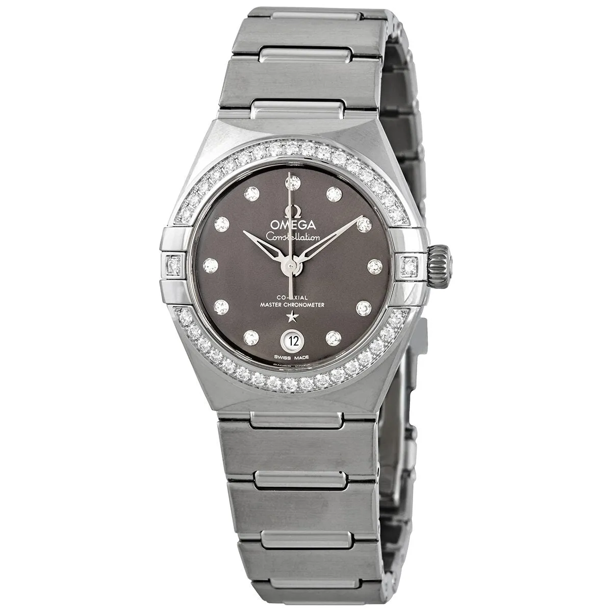 Omega Constellation Automatic Chronometer Diamond Grey Dial Ladies Watch 131.15.29.20.56.001