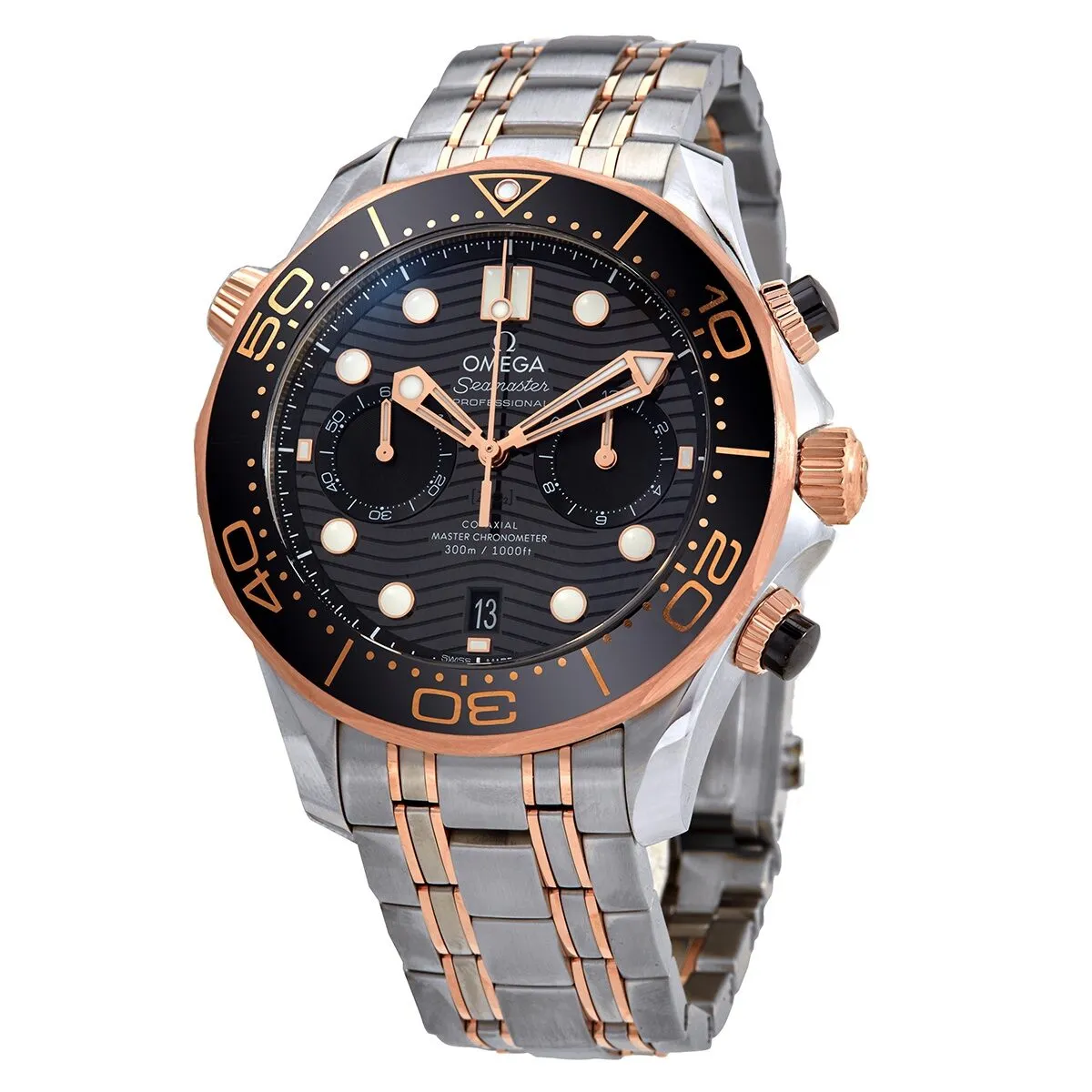 Omega Seamaster 300 Master Co-Axial Chronograph Automatic Chronometer Black Dial Men's Watch 210.20.44.51.01.001
