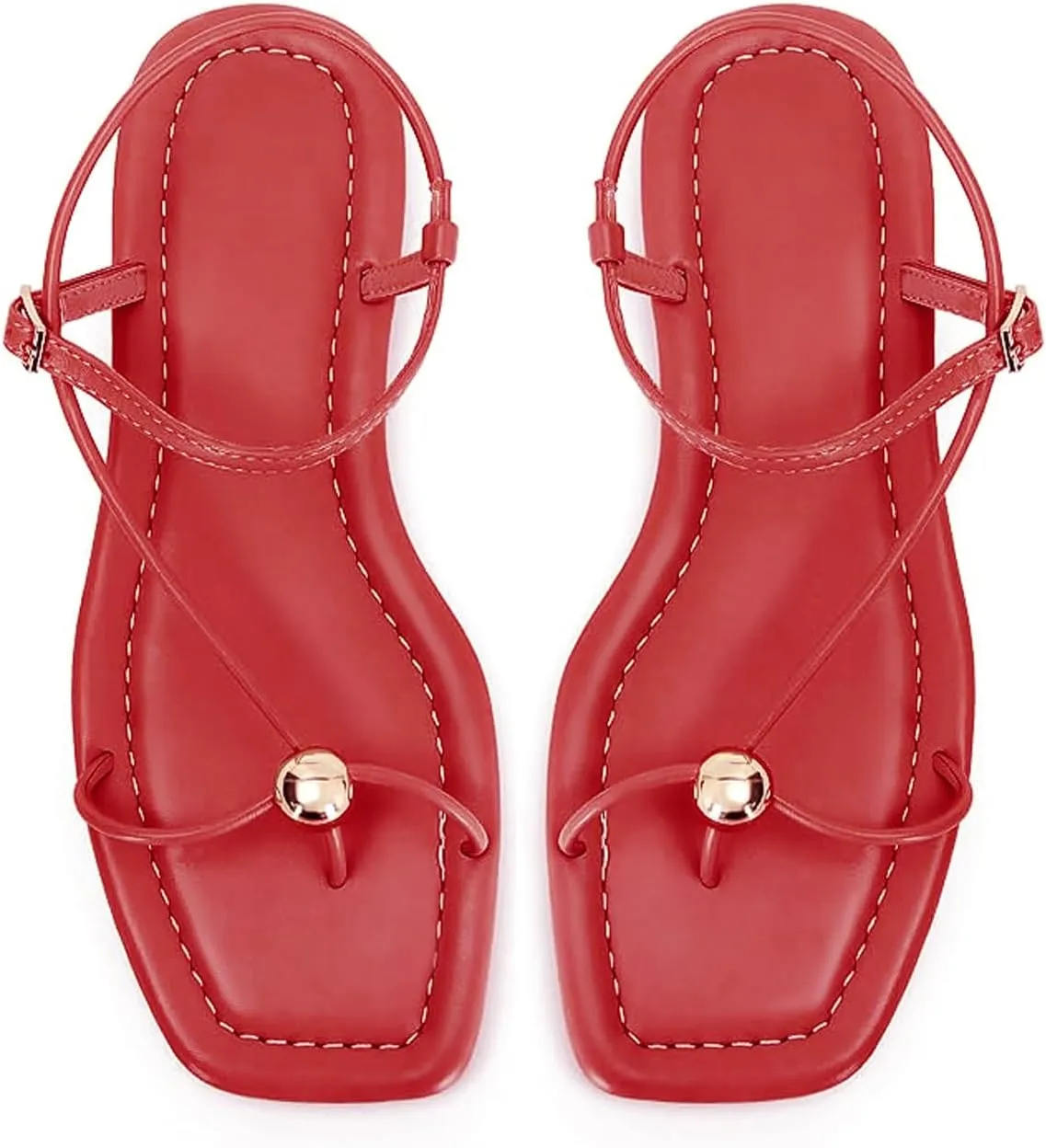 Open Square Toe Sandals Dressy Beach Thong Flip Flop Slides Sandals consumption Strappy Flat Sandals for Women Comfortable 