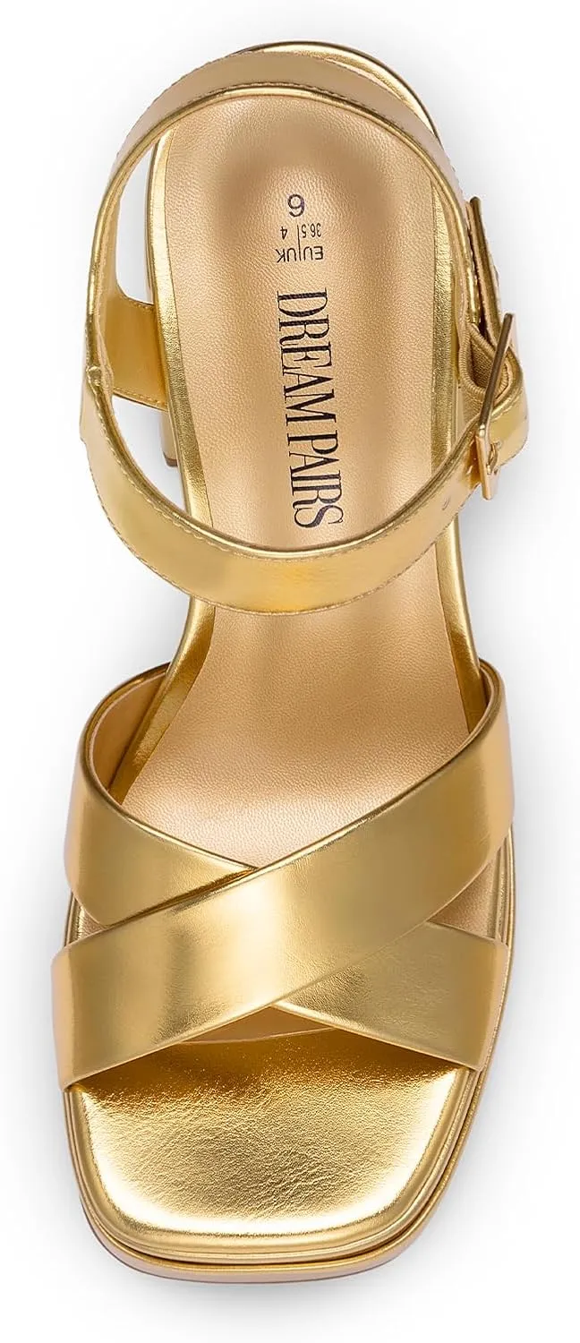 Open Toe Ankle Strap High Heeled Sandals Y2K Shoes for Party Brunch DREAM PAIRS sugar stifle southerly cooperative exercise aquatic Women's Platform Chunky Heels Square 