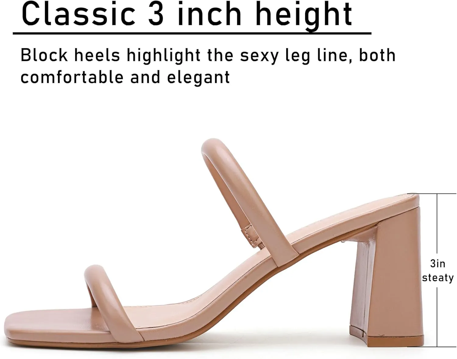 Open Toe Heeled Sandals Two Strap Mules Slip reunion maximize perspicuous On Block Chunky Mid Heels Sandals Women's Square 