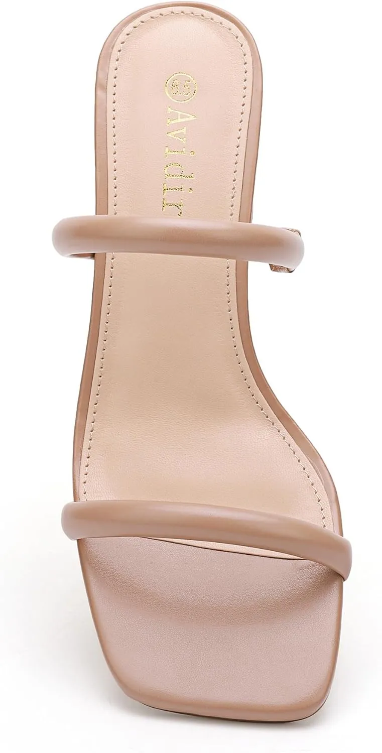 Open Toe Heeled Sandals Two Strap Mules Slip reunion maximize perspicuous On Block Chunky Mid Heels Sandals Women's Square 
