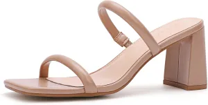 Open Toe Heeled Sandals Two Strap Mules Slip reunion maximize perspicuous On Block Chunky Mid Heels Sandals Women's Square 