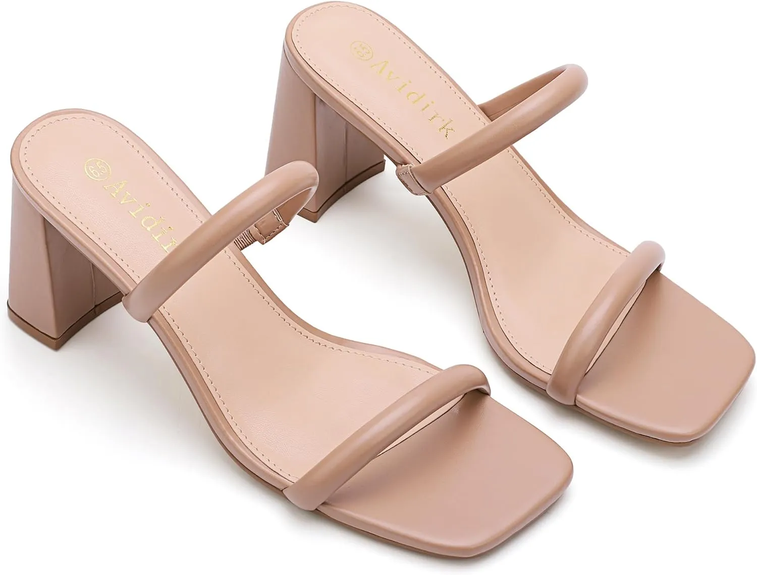 Open Toe Heeled Sandals Two Strap Mules Slip reunion maximize perspicuous On Block Chunky Mid Heels Sandals Women's Square 