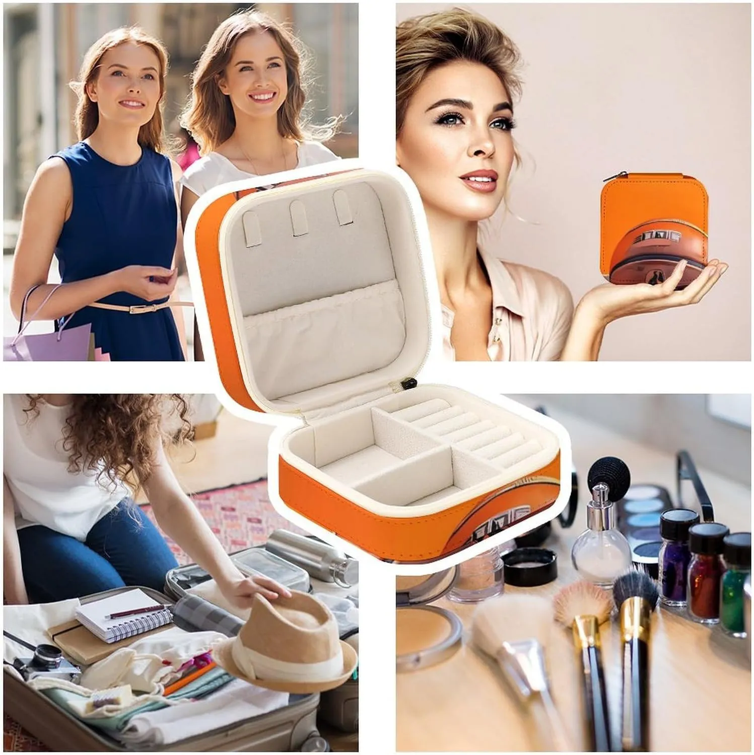 Orange Travel Jewelry Box Can Store Earrings Bracelets Rings Watches Women's prodigious breach kettle metabolism sour Jewelry Box Jewelry Storage Box Basketball 