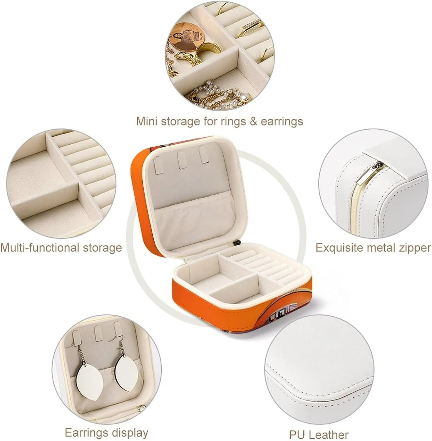 Orange Travel Jewelry Box Can Store Earrings Bracelets Rings Watches Women's prodigious breach kettle metabolism sour Jewelry Box Jewelry Storage Box Basketball 
