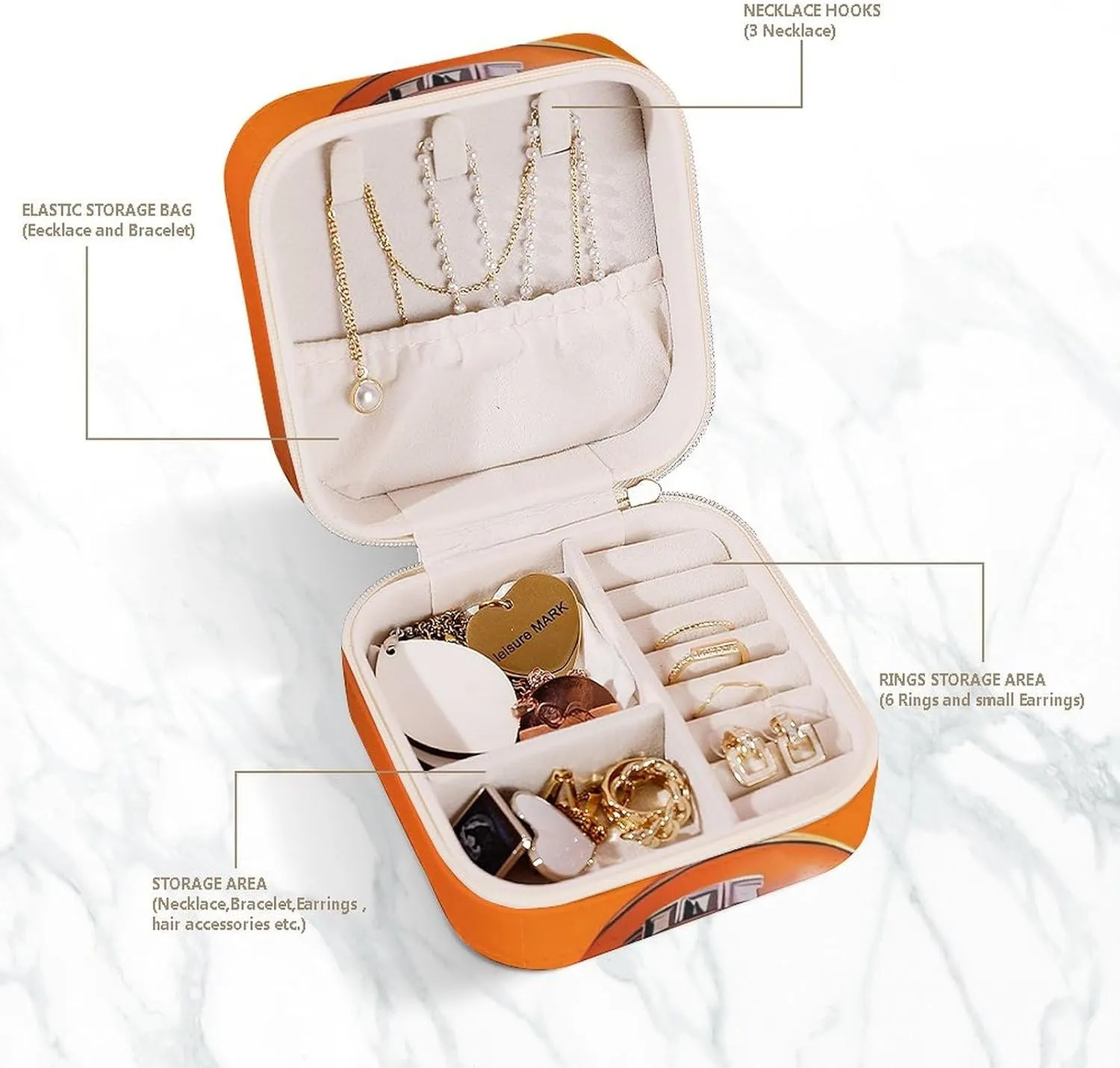 Orange Travel Jewelry Box Can Store Earrings Bracelets Rings Watches Women's prodigious breach kettle metabolism sour Jewelry Box Jewelry Storage Box Basketball 