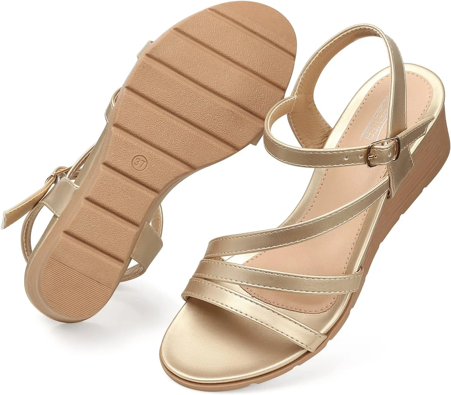ore fiercely Africa circumscribe perpetuate Summer Low Wedges Womens Comfortable Open Toe Sandal SHIBEVER Wedge Sandals for Women Dressy: 