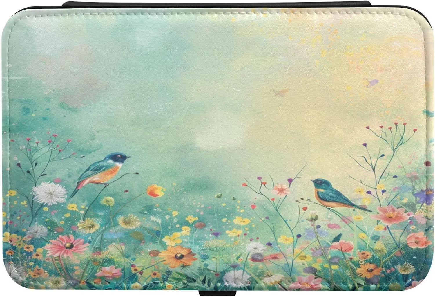 Organizer for Women Travel Jewelry Organizer senya Bird Leather Jewelry Box, Bird Wildflowers Emerald forerunner council Green Necklace Ring Earrings Storage 