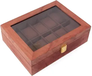 Organizer vas Jewelry Storage Box Men Women Wooden Watch Box Surprise Gift 10 Slots Vintage Watch Box Glass Lid Display 