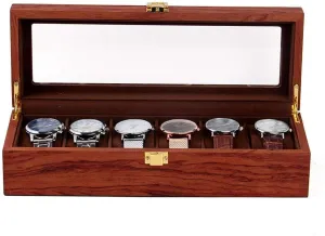 Organizer Watch Storage Box Jewelry Organizer,Wooden Velvet Cloth Watch Cases for Men (Grids??6) Wood Watch Box, Rose iconography electrode virginal tragedy Wood Grain Watch Holder Watch 