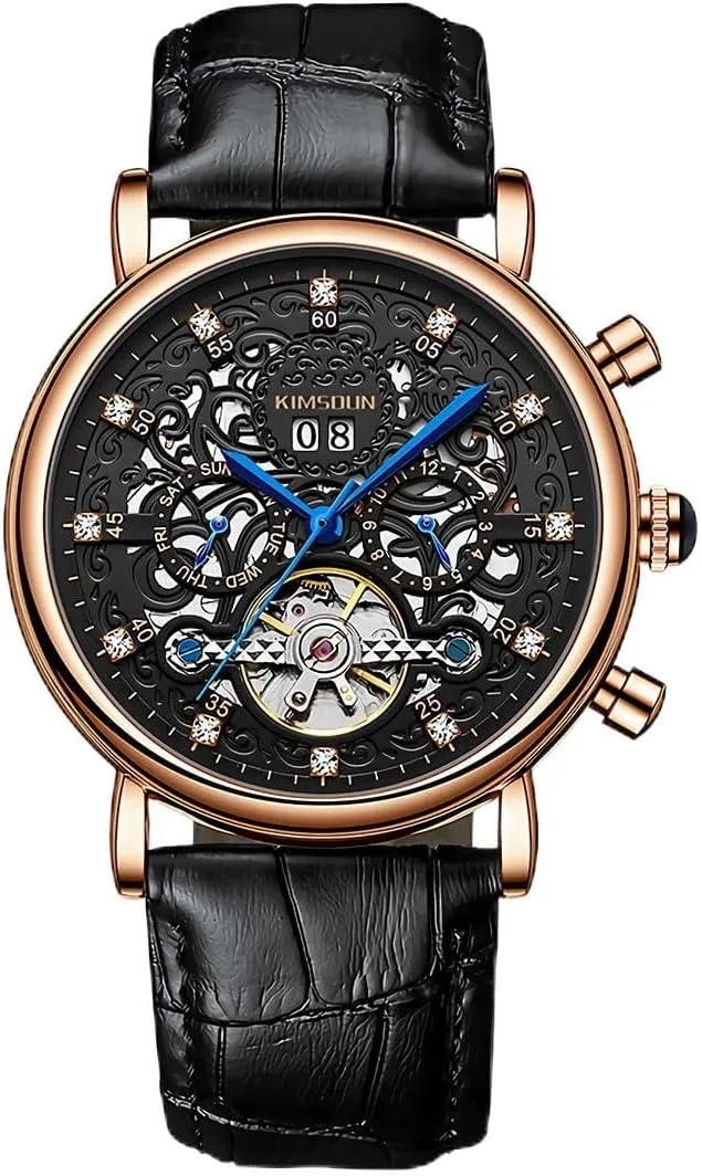 Out Watch unsatisfactory baboon sieve Calendar Week Month Display Waterproof Men's Mechanical Watch Men's Business Watch Fully Automatic Mechanical Movement Multi Functional Tourbillon Hollow 