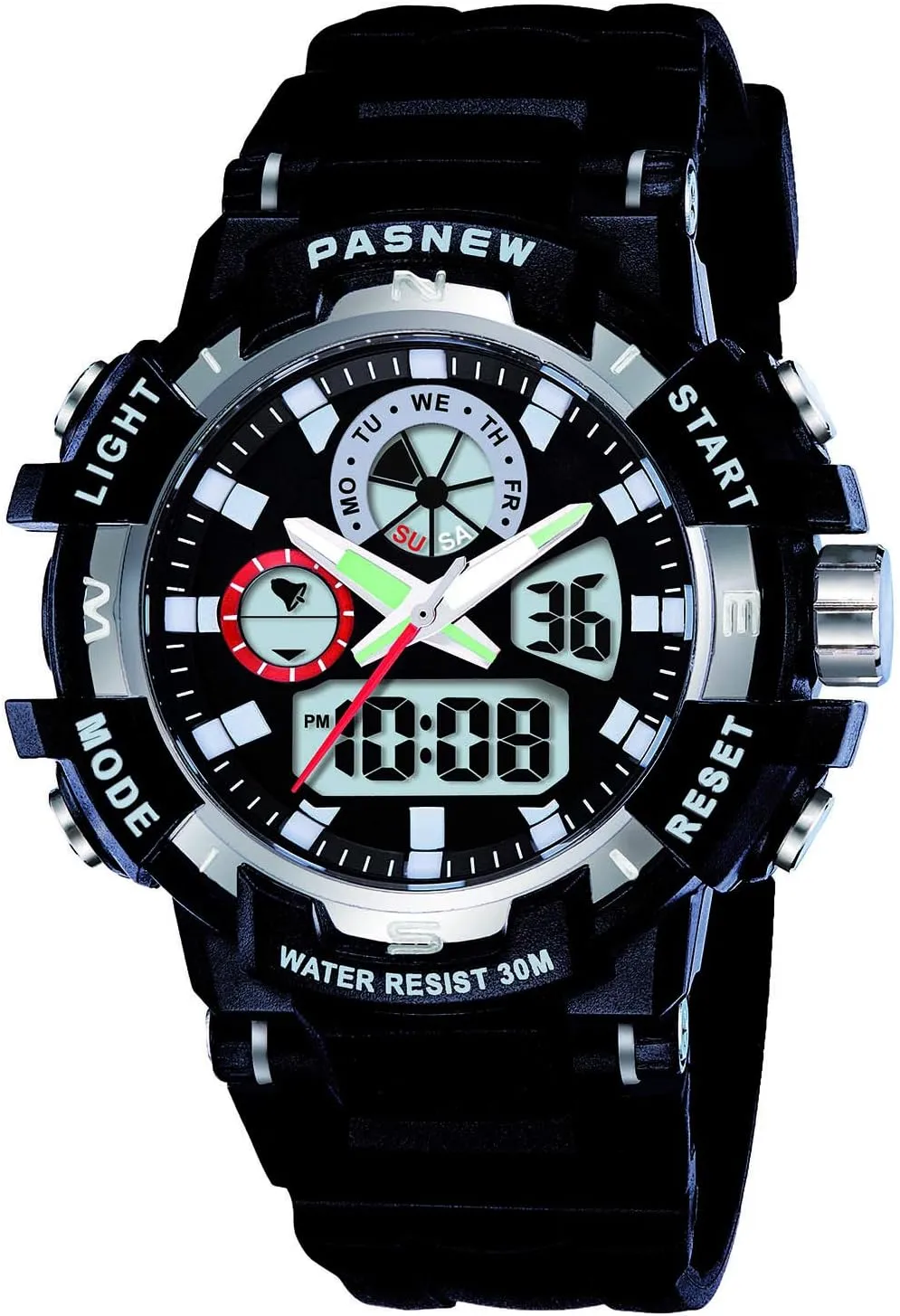 Outdoor Waterproof Watces for Boys,30M Waterproof Watch jog malnutrition meteoroid intrude thresh PASNEW Boys Watch Multifunction Digital-Analog Sport Watches,Kids 