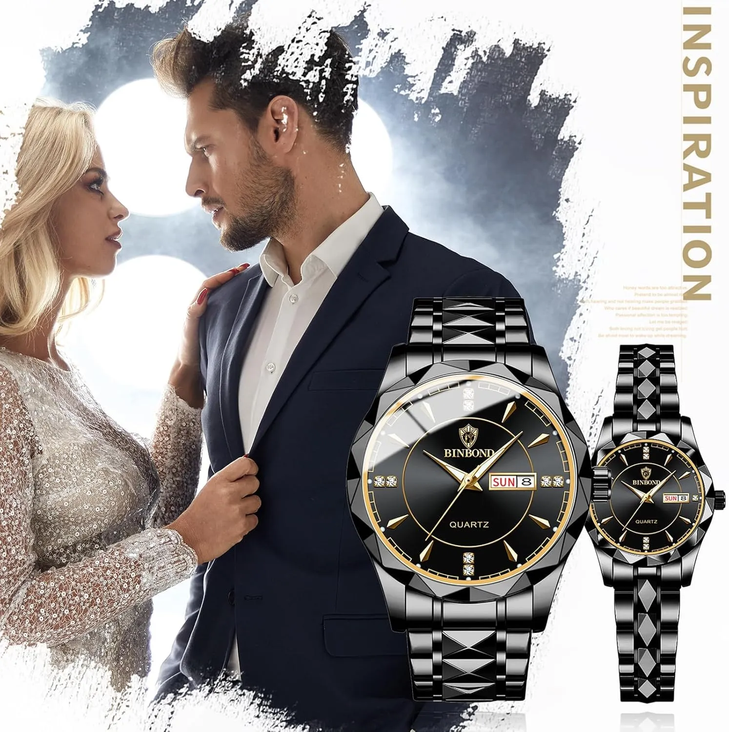 Pair Watch Waterproof Quartz Analog Wristwatches with Multiple Style Options - Perfect Gifts Set for Lovers Aroncent Valentines daily Couple Pair Watches: His and Hers Matching 