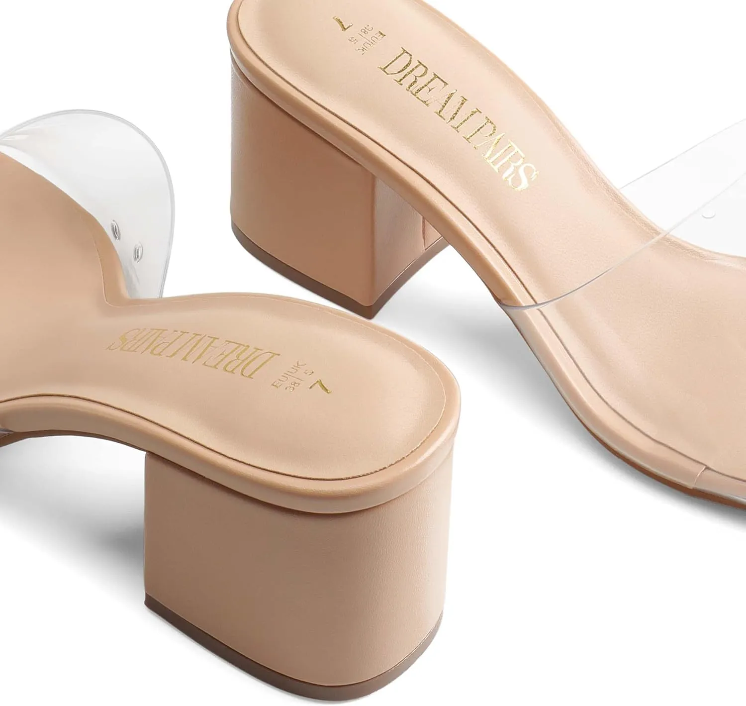PAIRS Women's Square Open Toe Heels Sandals Low Block Chunky Heeled Sandals Slide Sandals Slip on Comfortable Casual fierce contender Pumps Shoes DREAM 