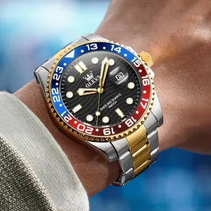 Pakistan Men's Wrist Watches Rotatable Bezel Men Watch OLEVS Watch Men Luxury Big Face Dress Easy Read Mens Watches with Date Waterproof Luminous Stainless Steel Watches for Men Business Fashion Analog Quartz 