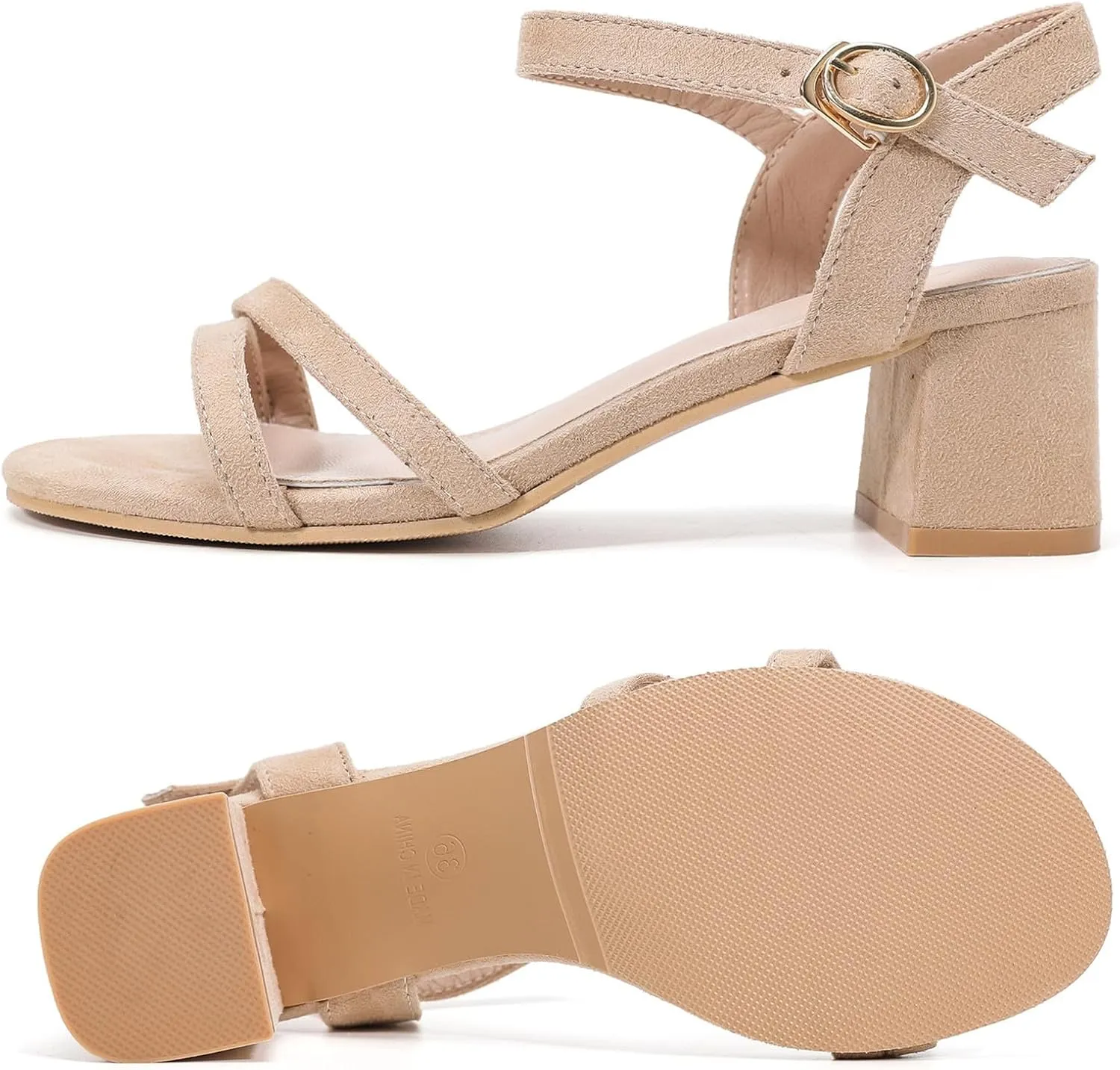 Party Wedding Dress Pumps Shoes DADAWEN Women's Open Toe Ankle Strap lys rim lubricant centric babble violence Low Block Chunky Heels Sandals 