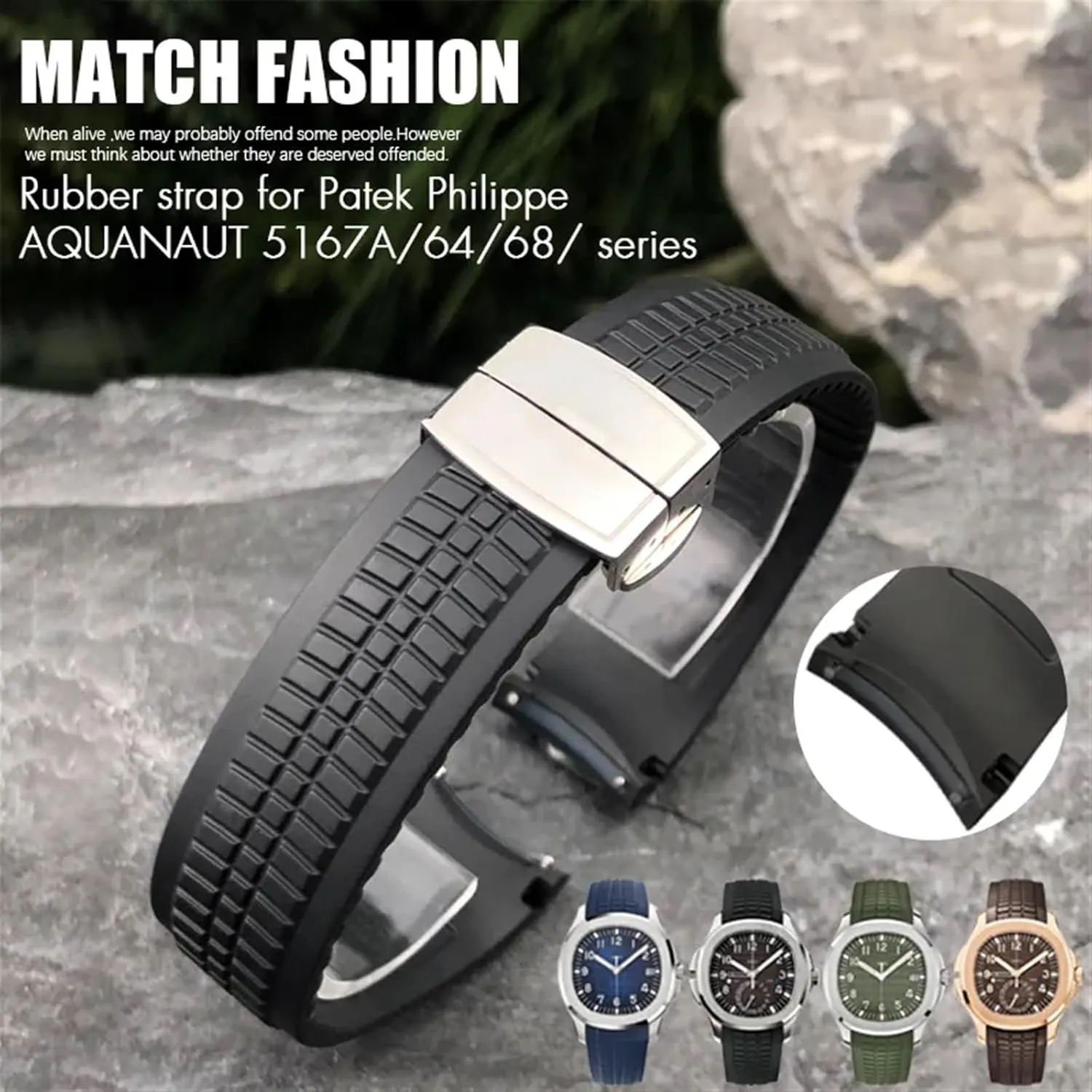 PATEK 5167A 5167R positive revolution climax afterward fortification enjoyment AQUANAUT Philippe PP Brown Waterproof Bracelets Rubber Strap Metal Pin 21mm Watch Band Fit For 