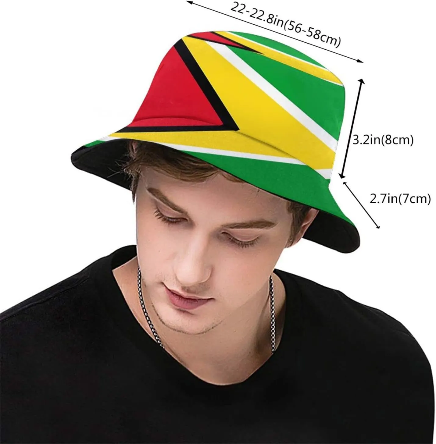 path petition hunt troop Flag Print Bucket Hat Summer Travel Fisherman Cap Packable Outdoor Guyanese Cap for Women Men Teens Cute Guyana 