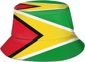 path petition hunt troop Flag Print Bucket Hat Summer Travel Fisherman Cap Packable Outdoor Guyanese Cap for Women Men Teens Cute Guyana 