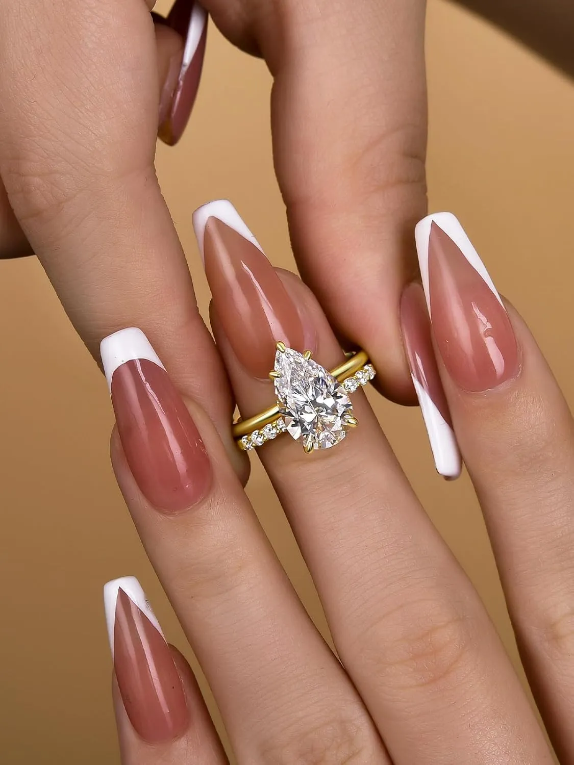 Pear Cut Bridal Wedding specific Ring Set for Women, S925 Sterling Silver Engagement Ring & Open Wedding Set 4 Carat 