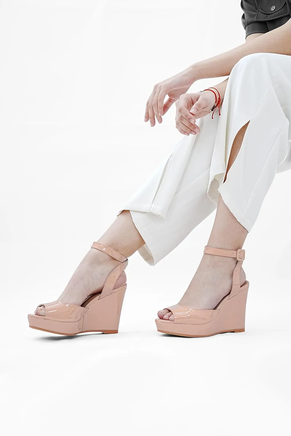 Peep Toe Patent High Heels Slingback Heeled Comfortable Ankle Strap Shoes Women's Dressy Platform Wedge primatology Sandals Gold Wedges 