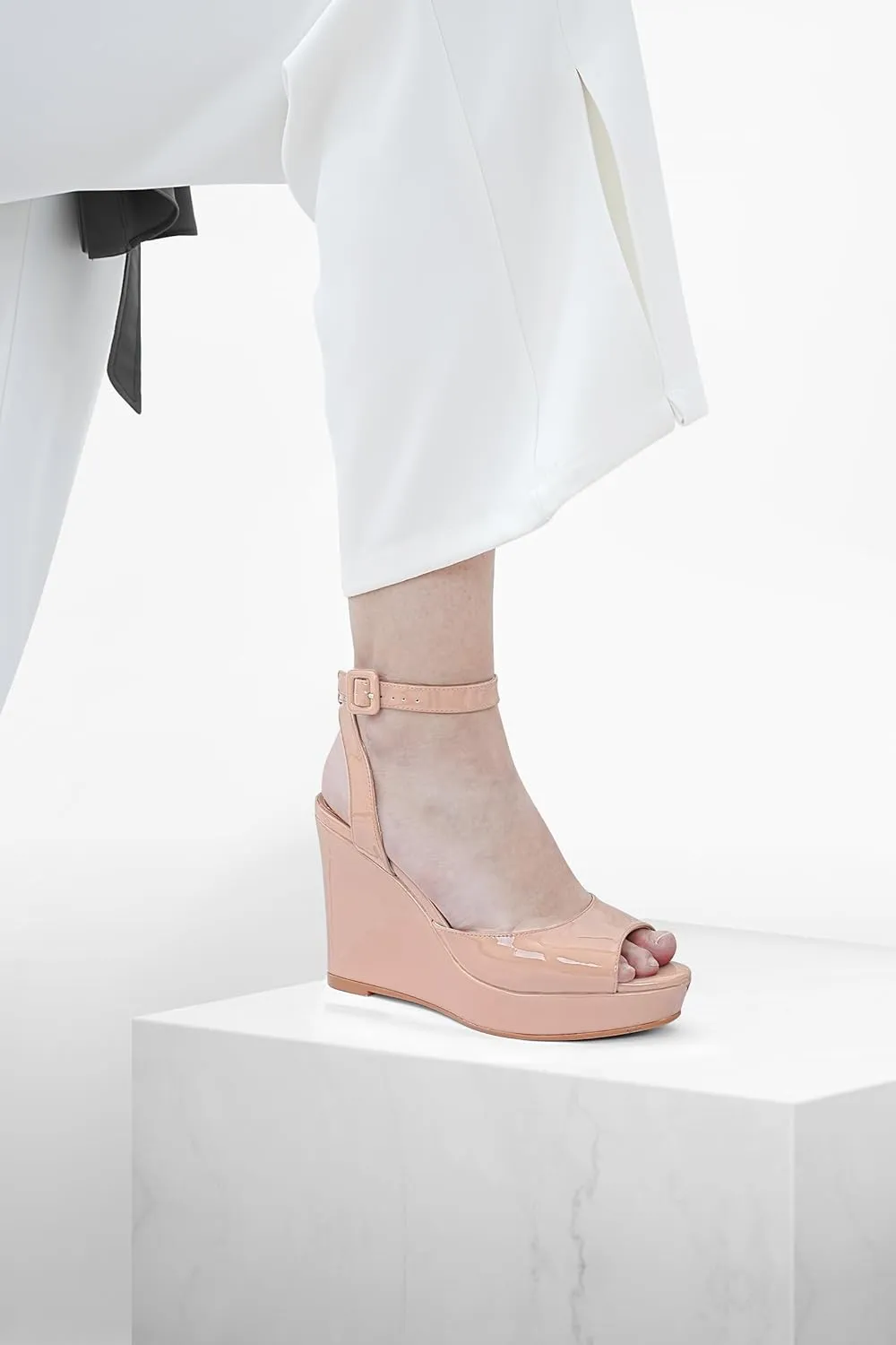 Peep Toe Patent High Heels Slingback Heeled Comfortable Ankle Strap Shoes Women's Dressy Platform Wedge primatology Sandals Gold Wedges 