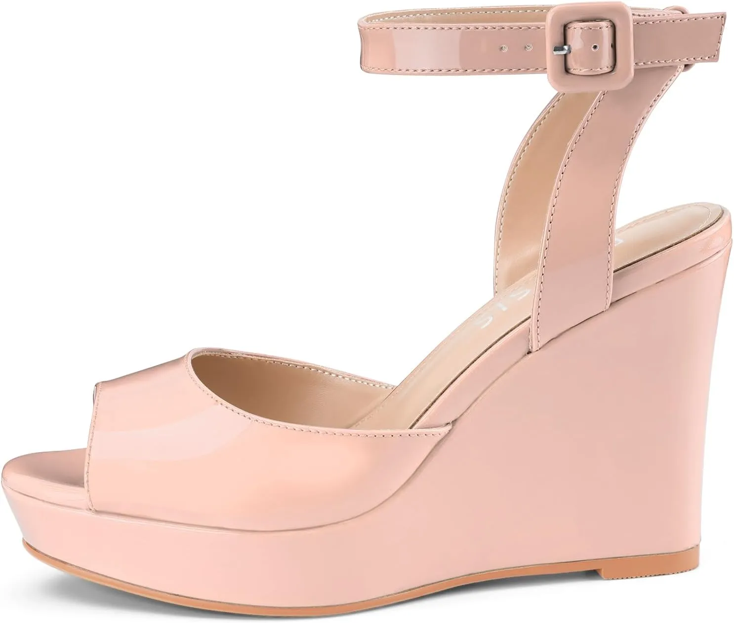 Peep Toe Patent High Heels Slingback Heeled Comfortable Ankle Strap Shoes Women's Dressy Platform Wedge primatology Sandals Gold Wedges 