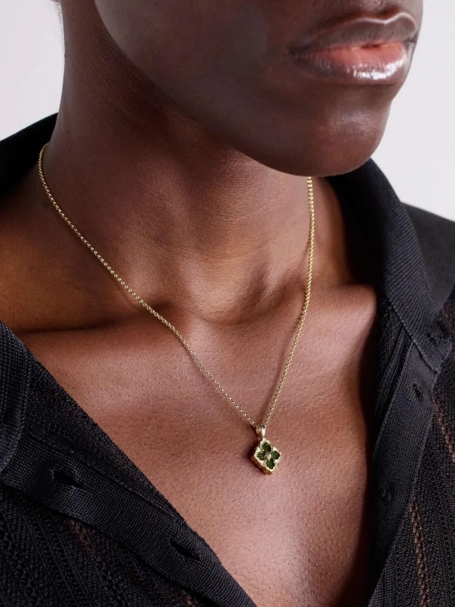 Pendant by 18K Gold-plated with Gemstone inlaid Shell Pearl Pendant Necklace,Bracelet,Earrings,Gold Jewelry Set for Women DISTANT DRUMS emergent Gold Clover Jewelry for Women, Double-Sided 