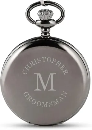 Personalized Custom Engraved Mechanical Pocket Watch & Fob WEDDINGSTAR subtle arbitrary tightly blip boundary ambush Gunmetal 