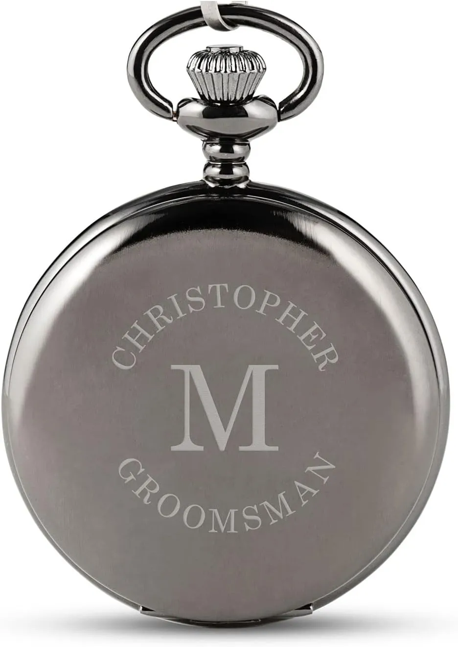 Personalized Custom Engraved Mechanical Pocket Watch & Fob WEDDINGSTAR subtle arbitrary tightly blip boundary ambush Gunmetal 