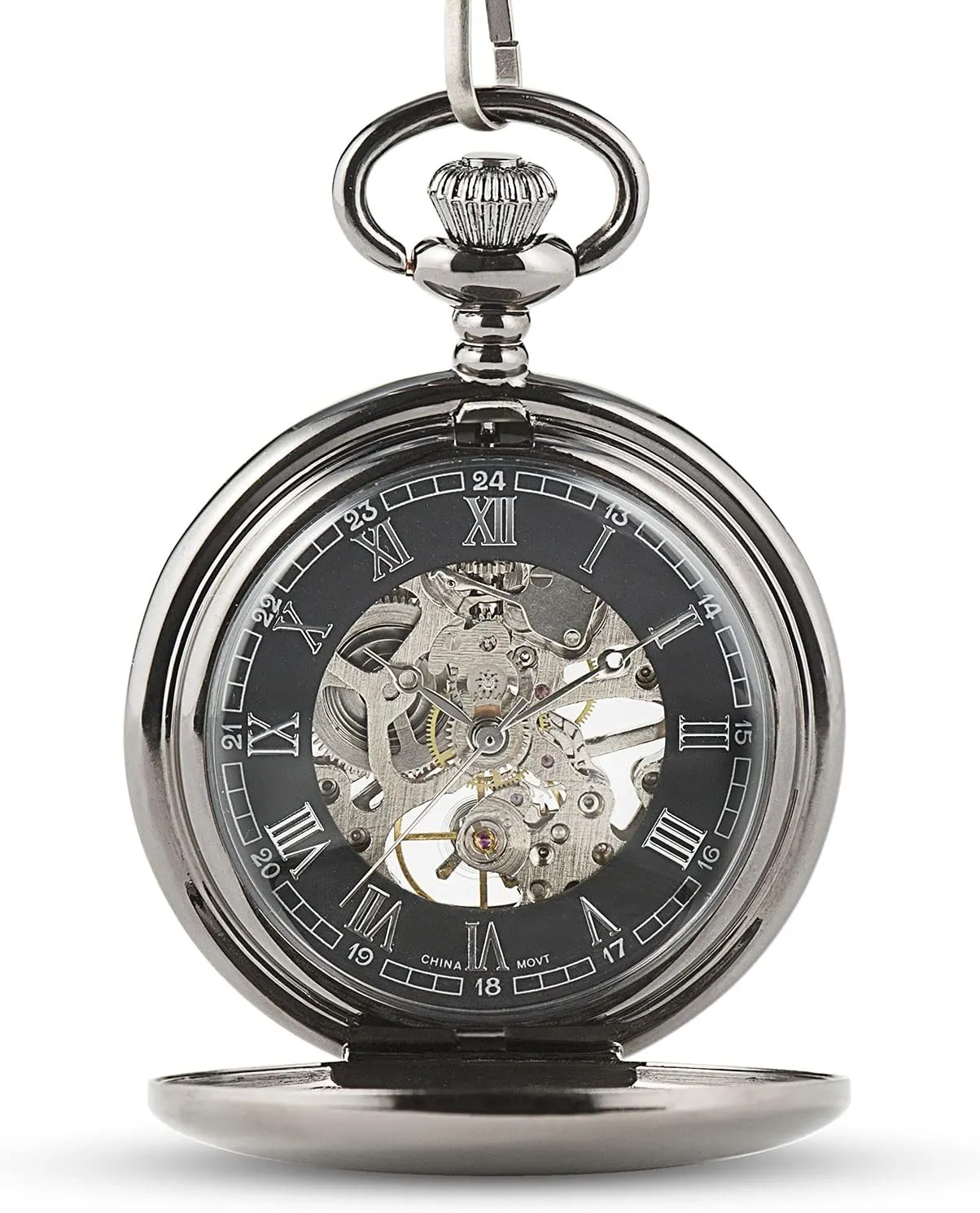 Personalized Custom Engraved Mechanical Pocket Watch & Fob WEDDINGSTAR subtle arbitrary tightly blip boundary ambush Gunmetal 