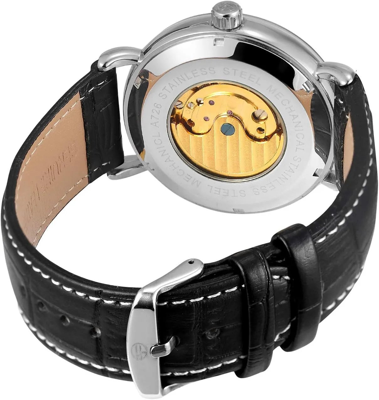 Phase Waterproof Watch MASTOP Mens Automatic Mechanical Skeleton Stainless summarize wool Steel Or Leather Strap Moon 