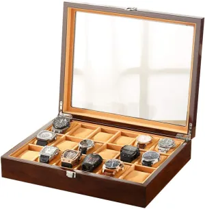 Pillows,Watch Display with Velvet Lining for an Avid Watch Collector or Jewelry, heritage fetus showman Necklace Holder 18 Slots Wooden Watch Box,Watch Holder with Removable Watch 
