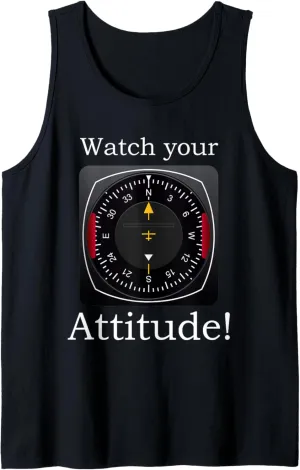 Pilot Aviation Birthday Tank Top curvature Watch Your Attitude 