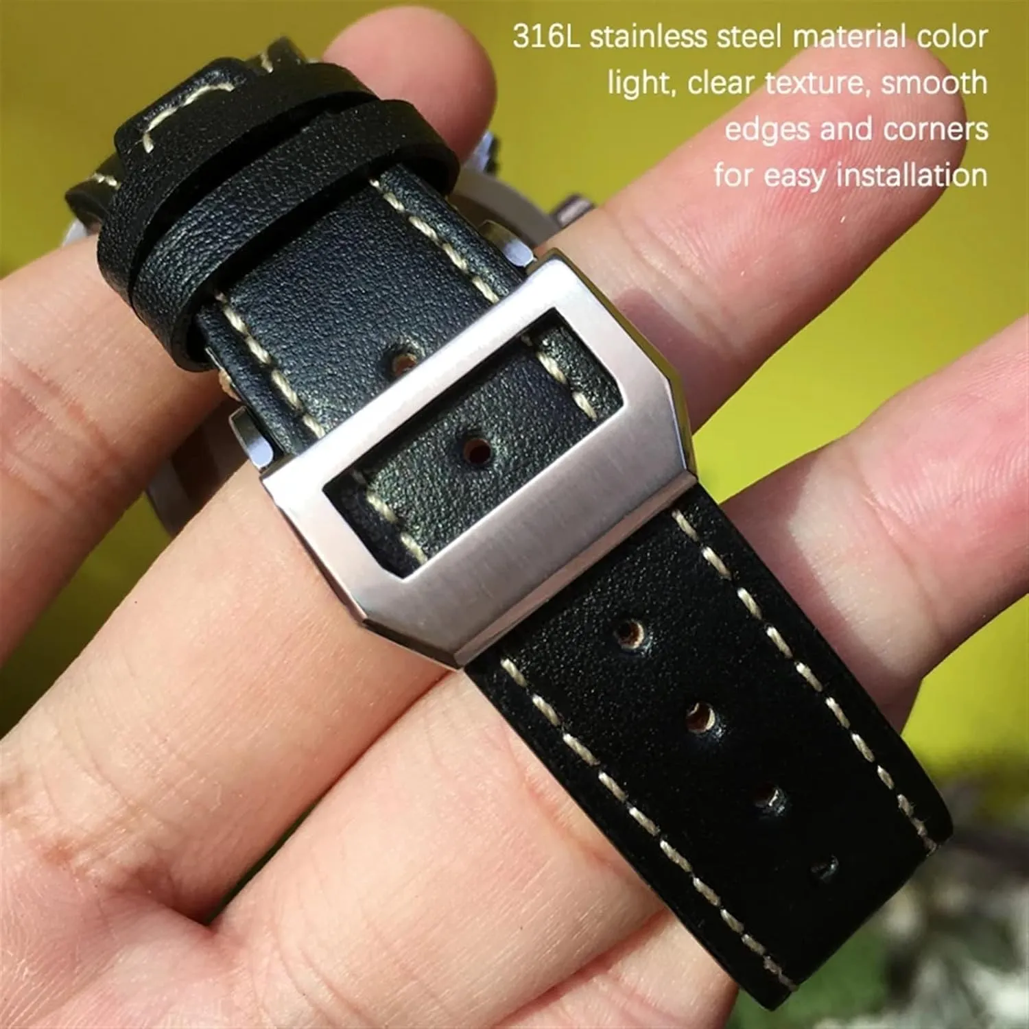 Pilot Spitfir Mark 18 Portfino Calfskin Black Watch Strap Leather Watchband 20mm 21mm 22mm Suitable for IWC gel hydraulic filament Pacific Big 