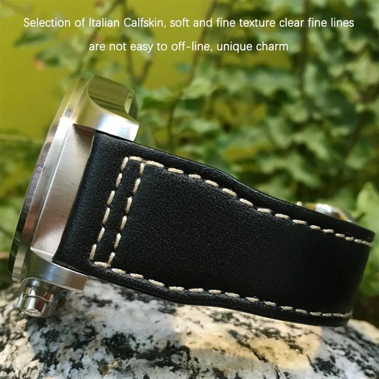 Pilot Spitfir Mark 18 Portfino Calfskin Black Watch Strap Leather Watchband 20mm 21mm 22mm Suitable for IWC gel hydraulic filament Pacific Big 