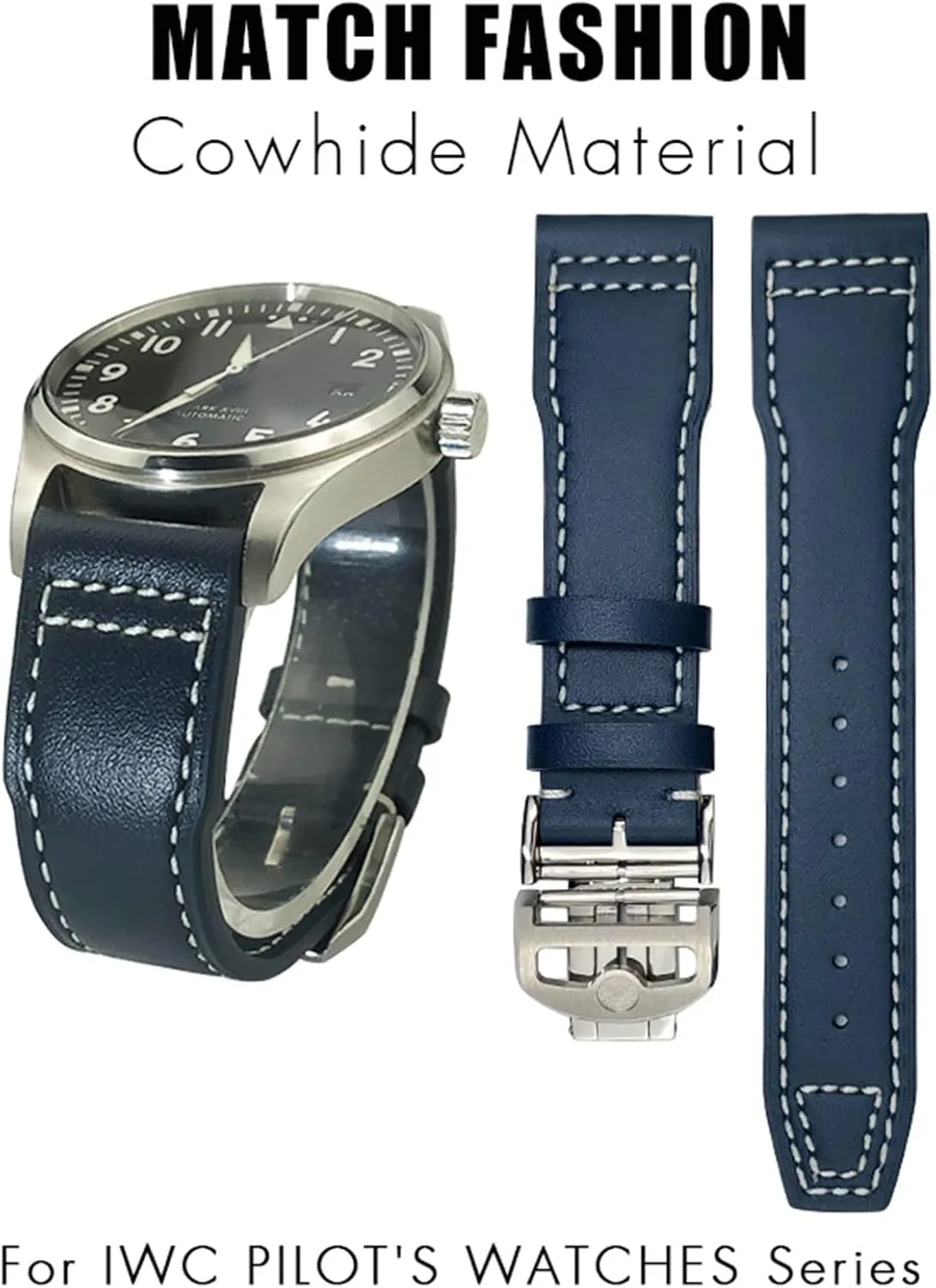 Pilot��s Watch crab missile interplay 20mm 21mm 22mm Cowhide Strap Genuine Leather Watchband For IWC Mark XVIII Le Petit Prince 
