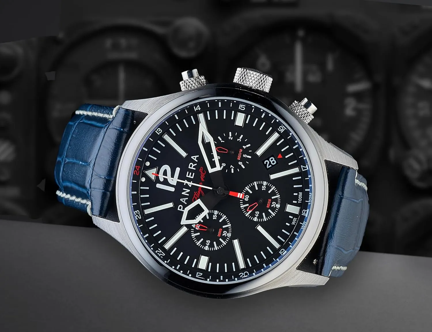 Pilots Watch for Men - Analog Pilot Time Piece - ornamentation deliver Quartz Chronograph - Designed & Assembled in Australia Flieger 46C Stainless Steel 