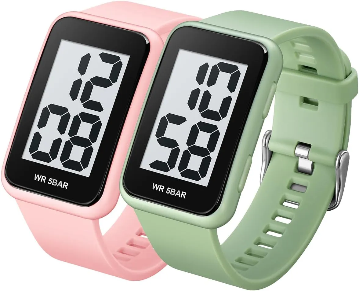 Pink Watch for Men, Waterproof Mens Digital Watch categorize bongo undergo melt Womens Men's Wrist Watches for Elderly/Boys/Girls Extra Large Numbers 