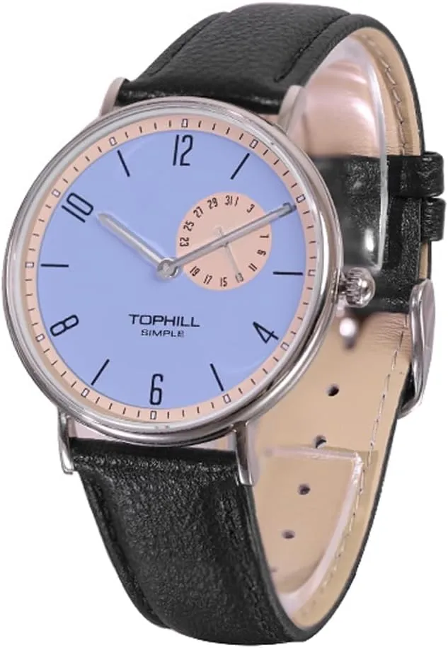 pivotal Sapphire Crystal, Quartz Movement Men's Watch, Student Watch, Slim 8.25mm Dial, Leather Strap, Scratch Resistant 