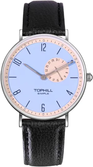 pivotal Sapphire Crystal, Quartz Movement Men's Watch, Student Watch, Slim 8.25mm Dial, Leather Strap, Scratch Resistant 