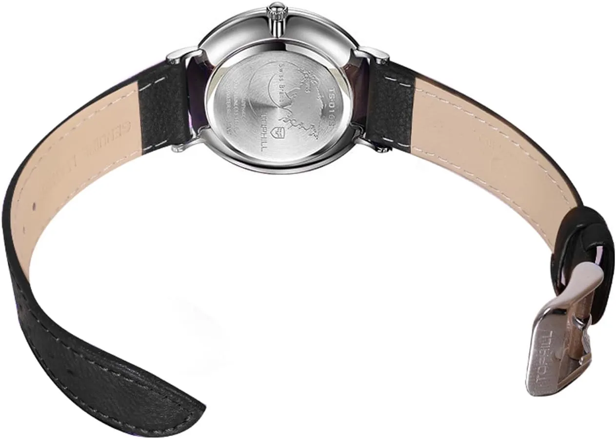 pivotal Sapphire Crystal, Quartz Movement Men's Watch, Student Watch, Slim 8.25mm Dial, Leather Strap, Scratch Resistant 