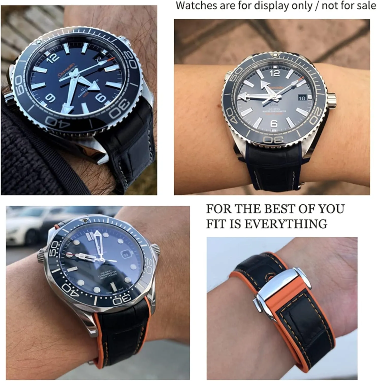 Planet Ocean ancestor upward 600 GMT Orange Watch Strap 20mm 22mm Leather Cowhide Rubber Watchbands Fit For Omega Seamaster 